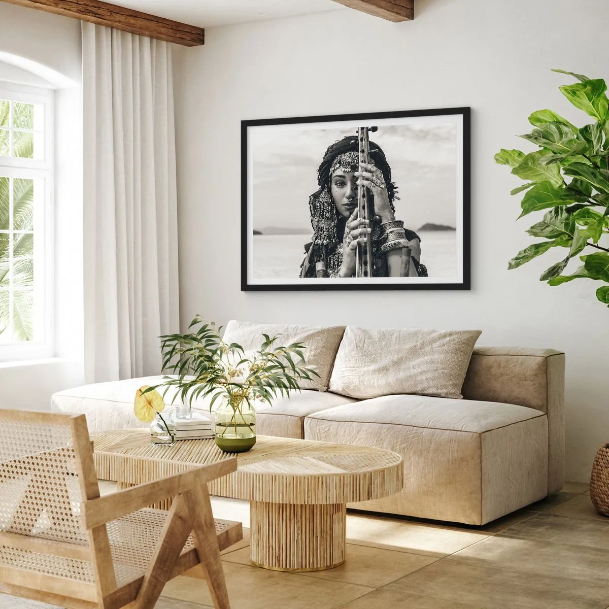 Poster în ramă neagră - Muzica orientală în sine - 91x61 cm