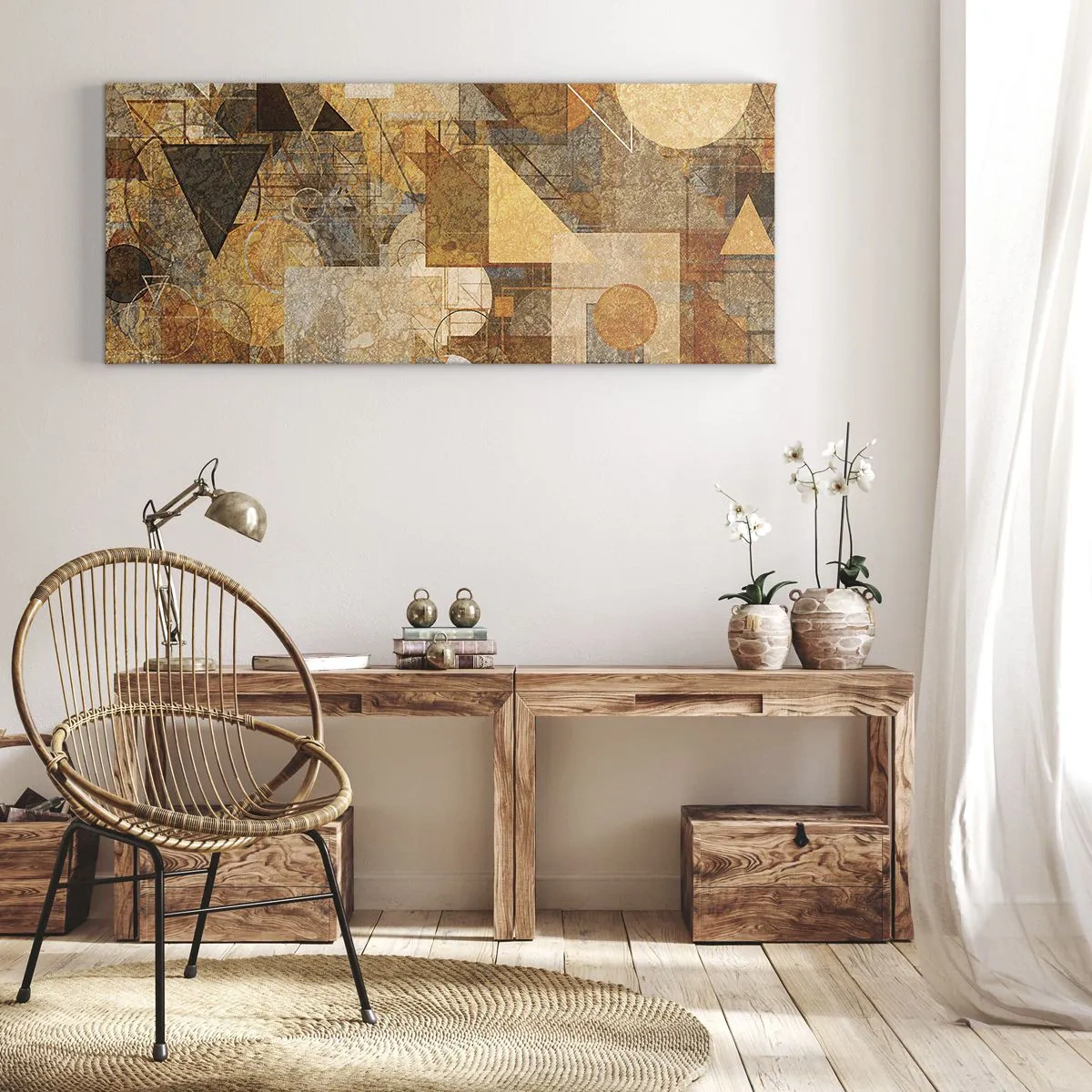 Tablou pe pânză - Studiu cubist de bronz - 100x40 cm