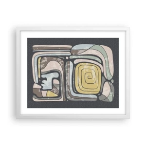Poster în ramă albă - Abstracție în spirit precolumbian - 50x40 cm