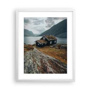 Poster în ramă albă - Stațiune de vară lângă fiord - 40x50 cm