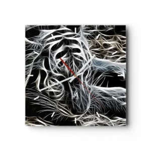 Ceas de perete - Ceas pe sticlă - Un studiu al lejerității felinelor - 40x40 cm