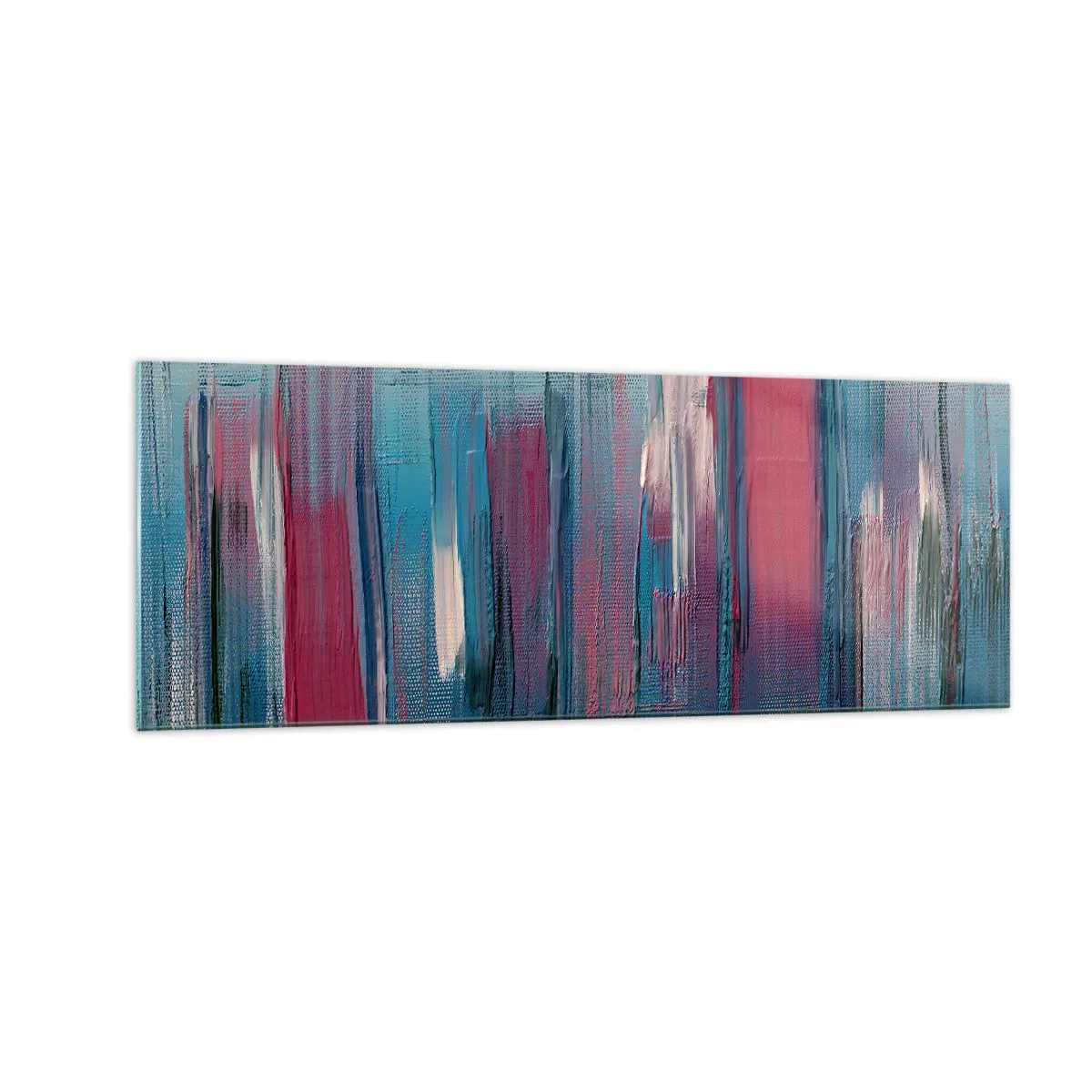 Tablou pe sticlă - Compoziție verticală în albastru și roșu - 140x50 cm