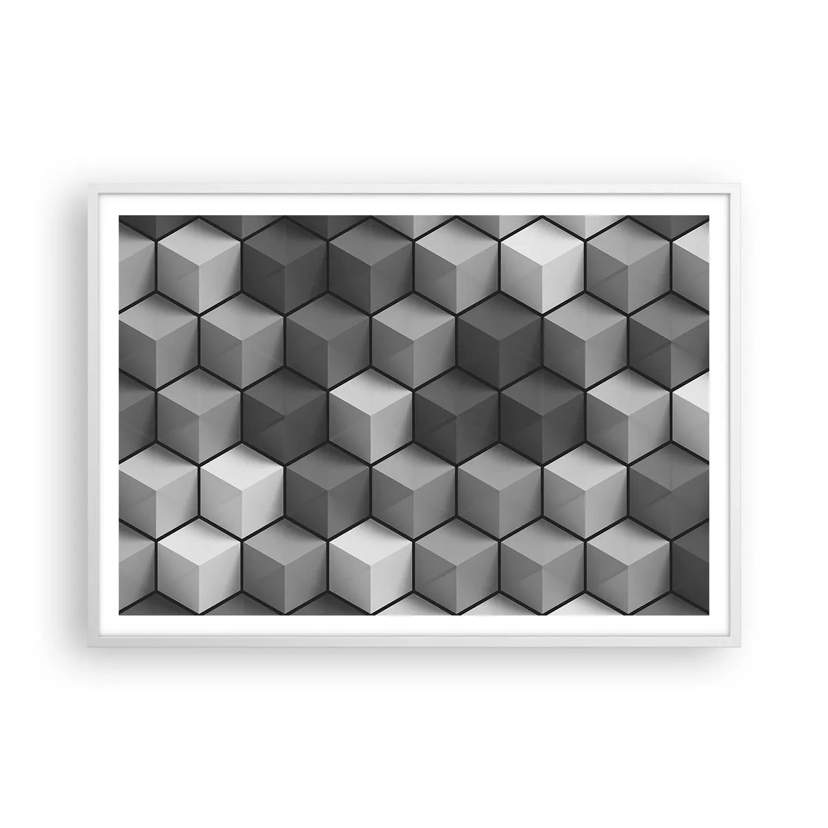 Poster în ramă albă - Puzzle cubist - 100x70 cm