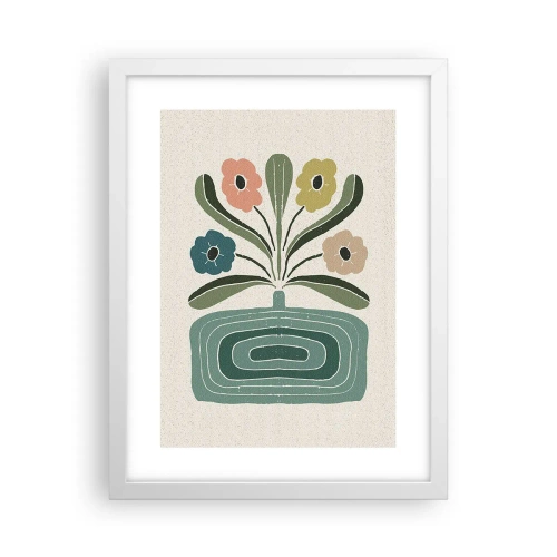 Poster în ramă albă - Buchet simetric - 30x40 cm