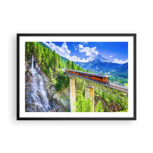 Poster în ramă neagră - Calea ferată din Alpi - 70x50 cm