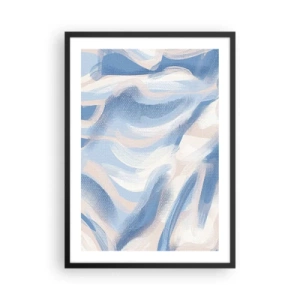 Poster în ramă neagră - Val abstract în nuanțe de albastru și bej - 50x70cm - Undele albastre - Decorațiune modernă pentru perete pentru living și dormitor ARTTOR