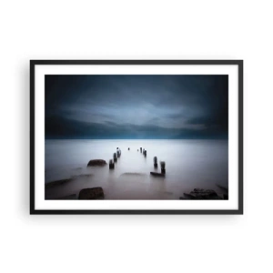 Poster în ramă neagră - Un lac în ceața calmă - 70x50 cm