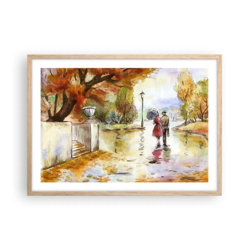 Poster în ramă de stejar deschis - Toamnă romantică în parc - 70x50 cm