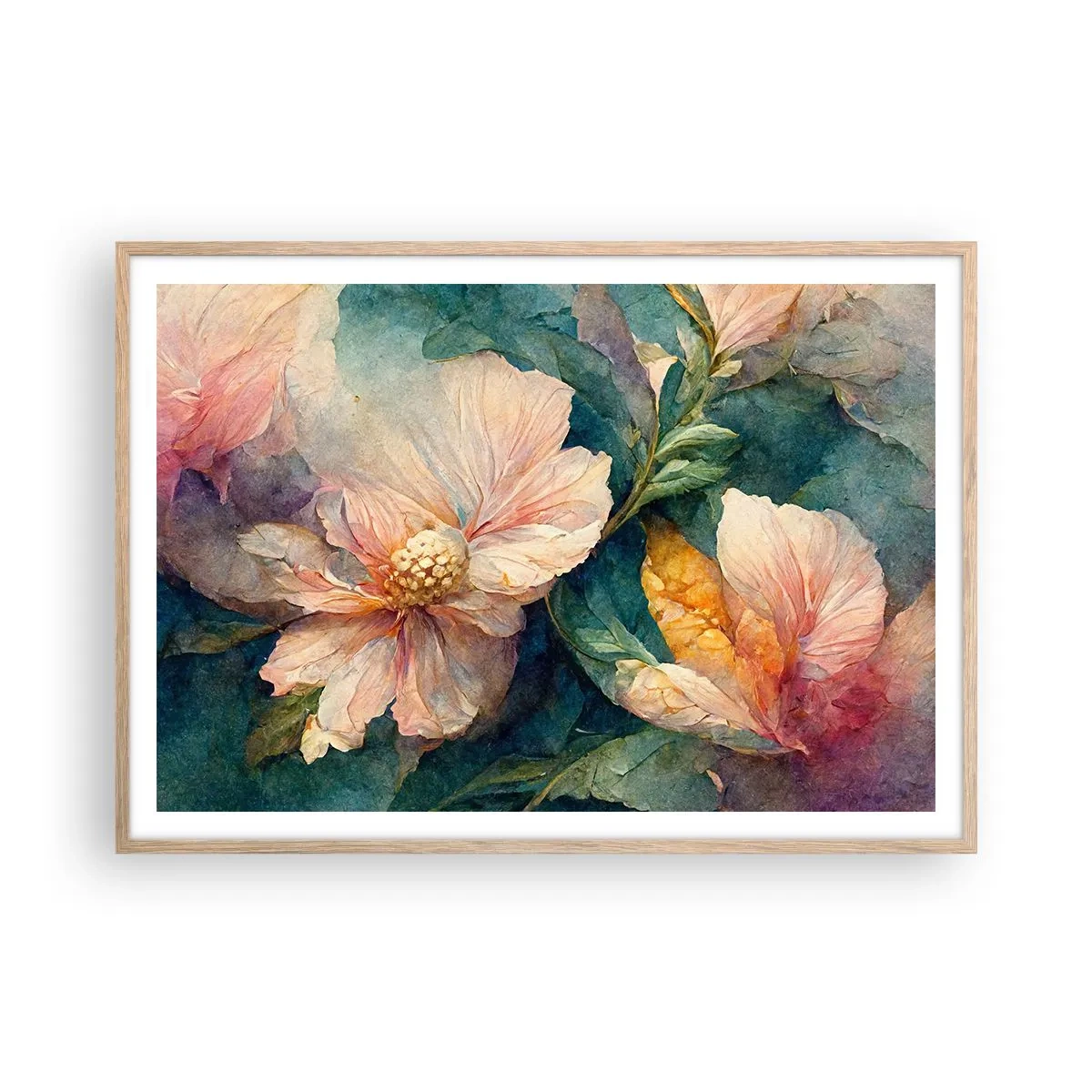 Poster în ramă de stejar deschis - Subtilitate pură - 100x70 cm