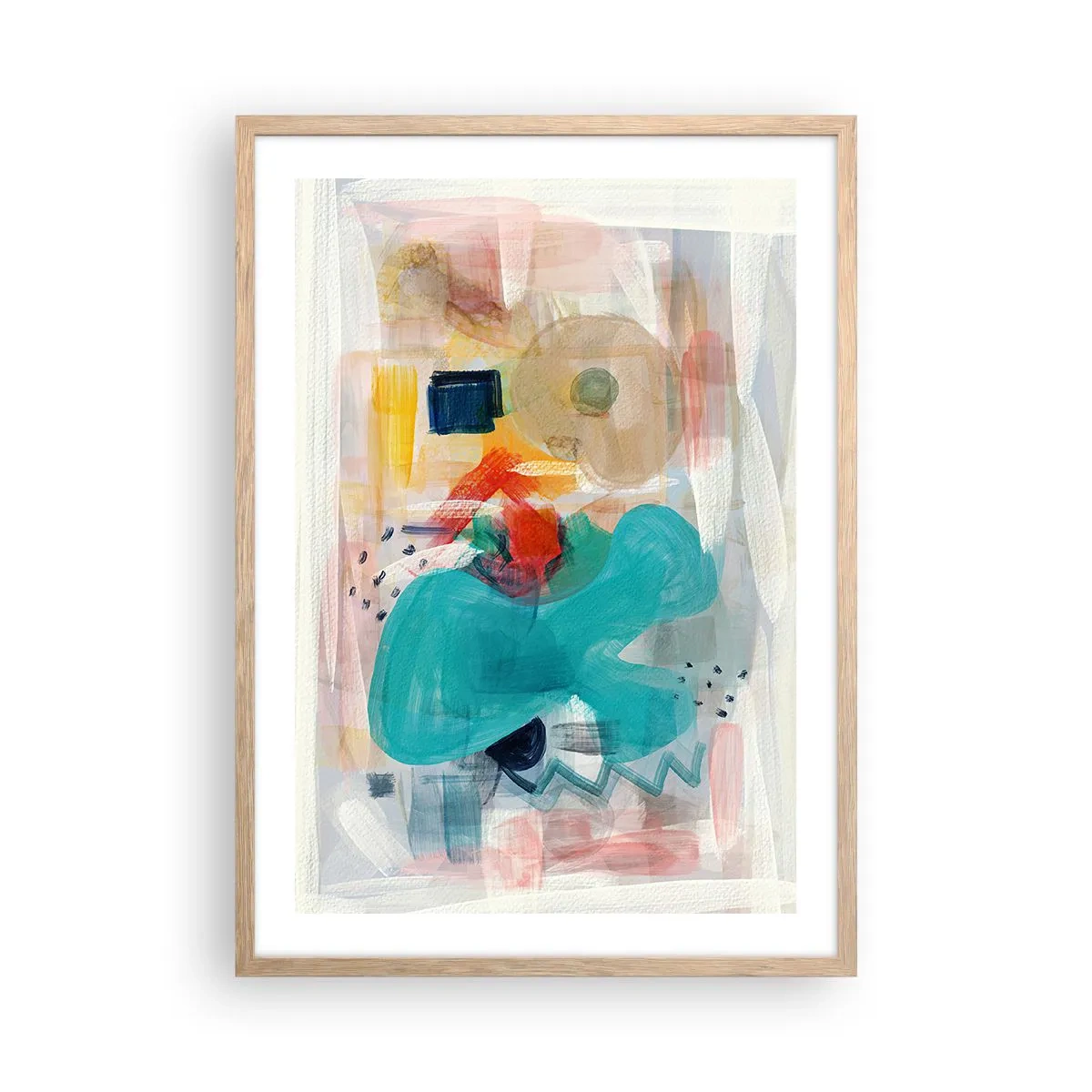 Poster în ramă de stejar deschis - Joc plin de culoare - 50x70 cm