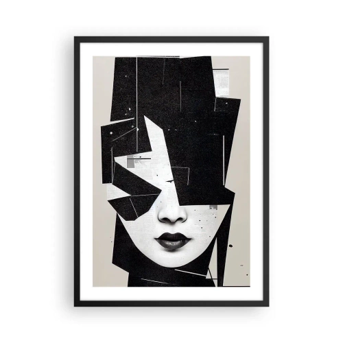 Poster în ramă neagră - Portret abstract al unei femei în alb și negru - 50x70cm - Adânc ascunse - Decorațiune modernă pentru perete pentru living și dormitor ARTTOR