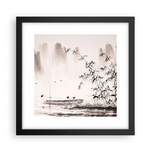 Poster în ramă neagră - Liniștea câmpurilor de orez - 30x30 cm