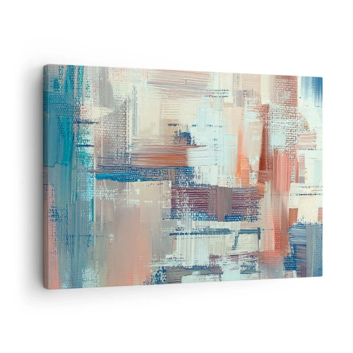 Tablou pe pânză Canvas - Compoziție abstractă în nuanțe de albastru și bej - 70x50cm - Întinde-te spre lumină - Decorațiune modernă pentru perete pentru living și dormitor ARTTOR