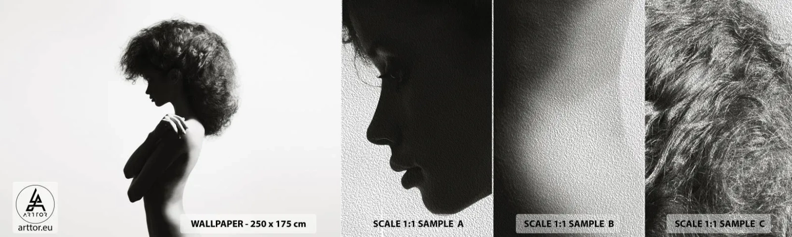 Mostră tapet Premium Sand - Ca o floare pe o tulpină subțire - Femeie, Corp, Model - 100x30 cm