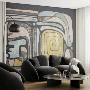Tapet Standard Eco - Forme grafice colorate inspirate de arta precolumbiană - 100x70cm - Abstracție în spirit precolumbian - Decorațiune modernă pentru perete pentru living și dormitor ARTTOR