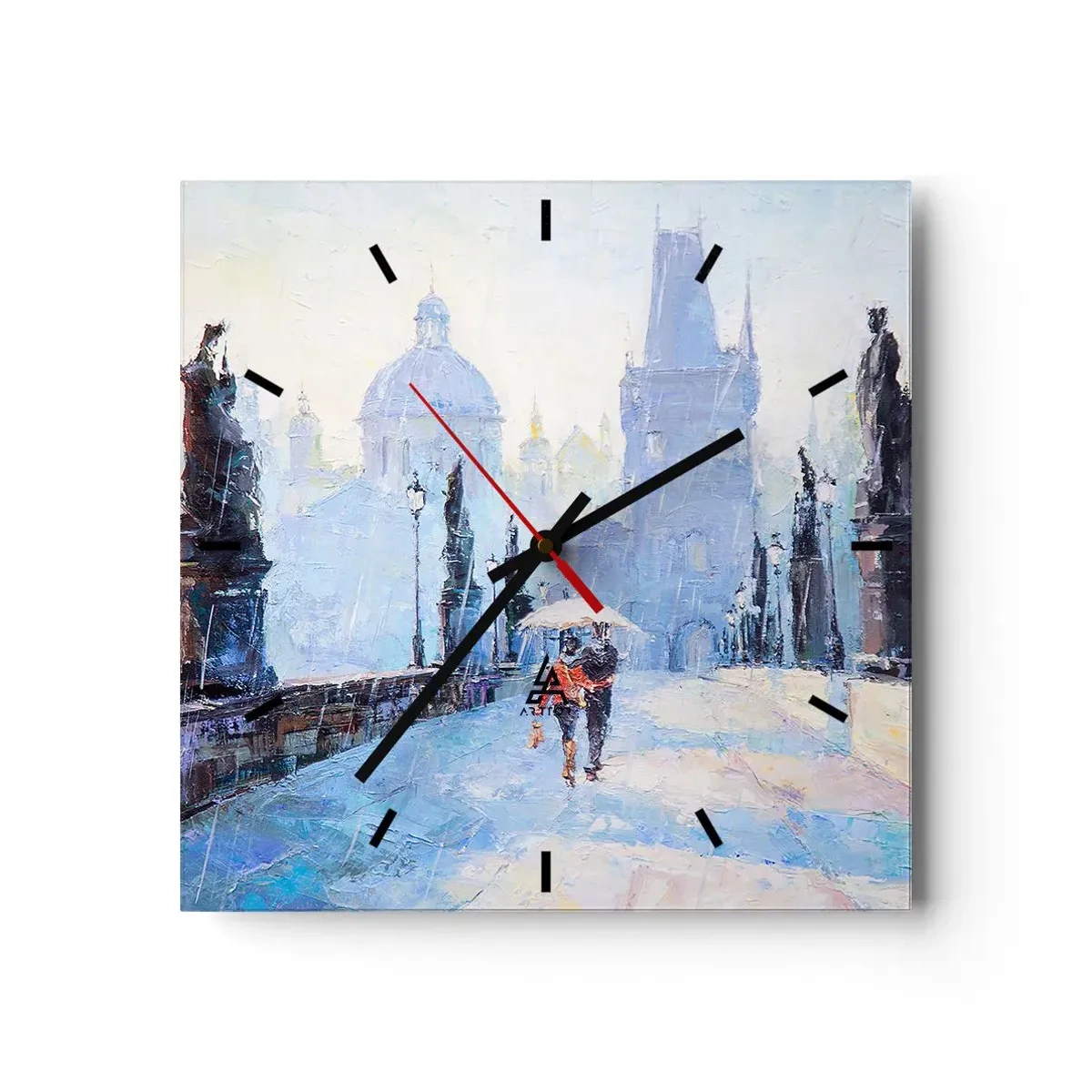Ceas de perete - Ceas pe sticlă - Probabil că am fost vrăjiți de ploaie - 40x40 cm