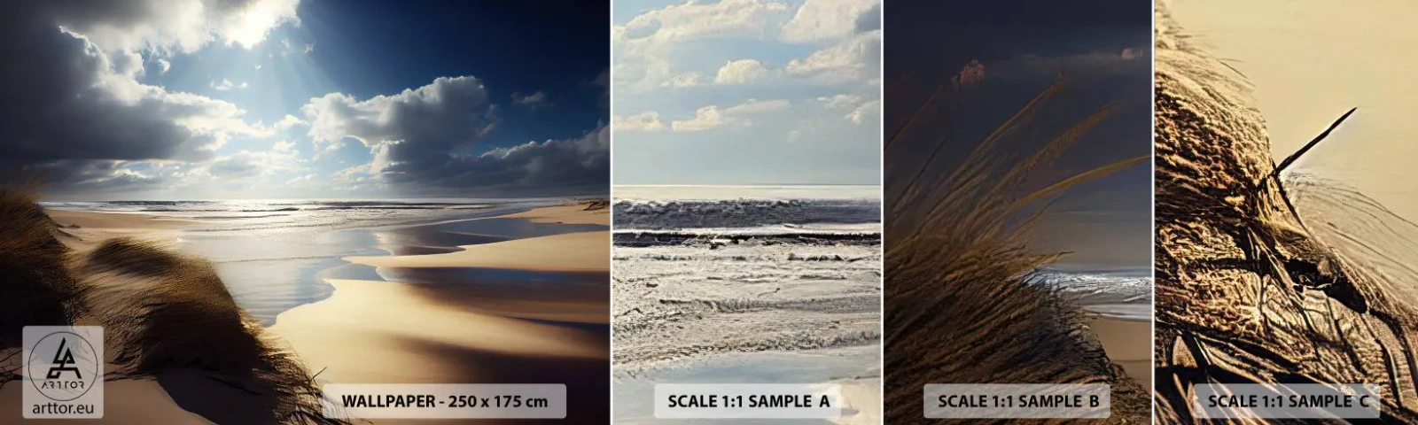 Mostră tapet autocolant Deluxe Sticker - Plajă sălbatică - plajă, Mare, Dunele - 100x30 cm