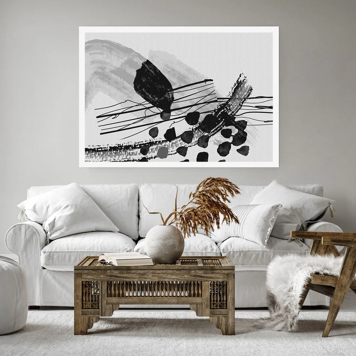 Poster - Abstracție organică în negru și alb - 70x50 cm