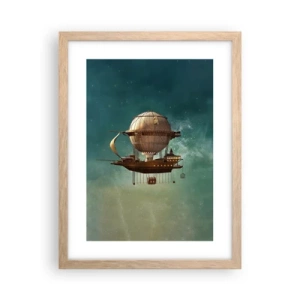 Poster în ramă de stejar deschis - Jules Verne vă transmite salutări - 30x40 cm