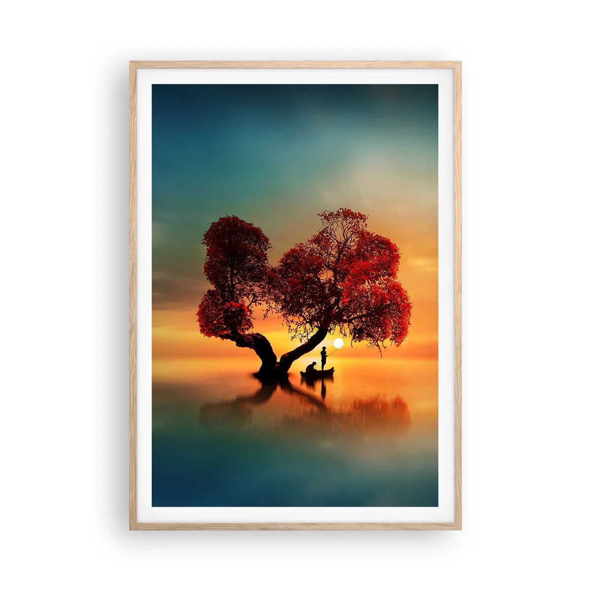 Poster în ramă de stejar deschis - Lume îndepărtată și tăcută - 70x100 cm