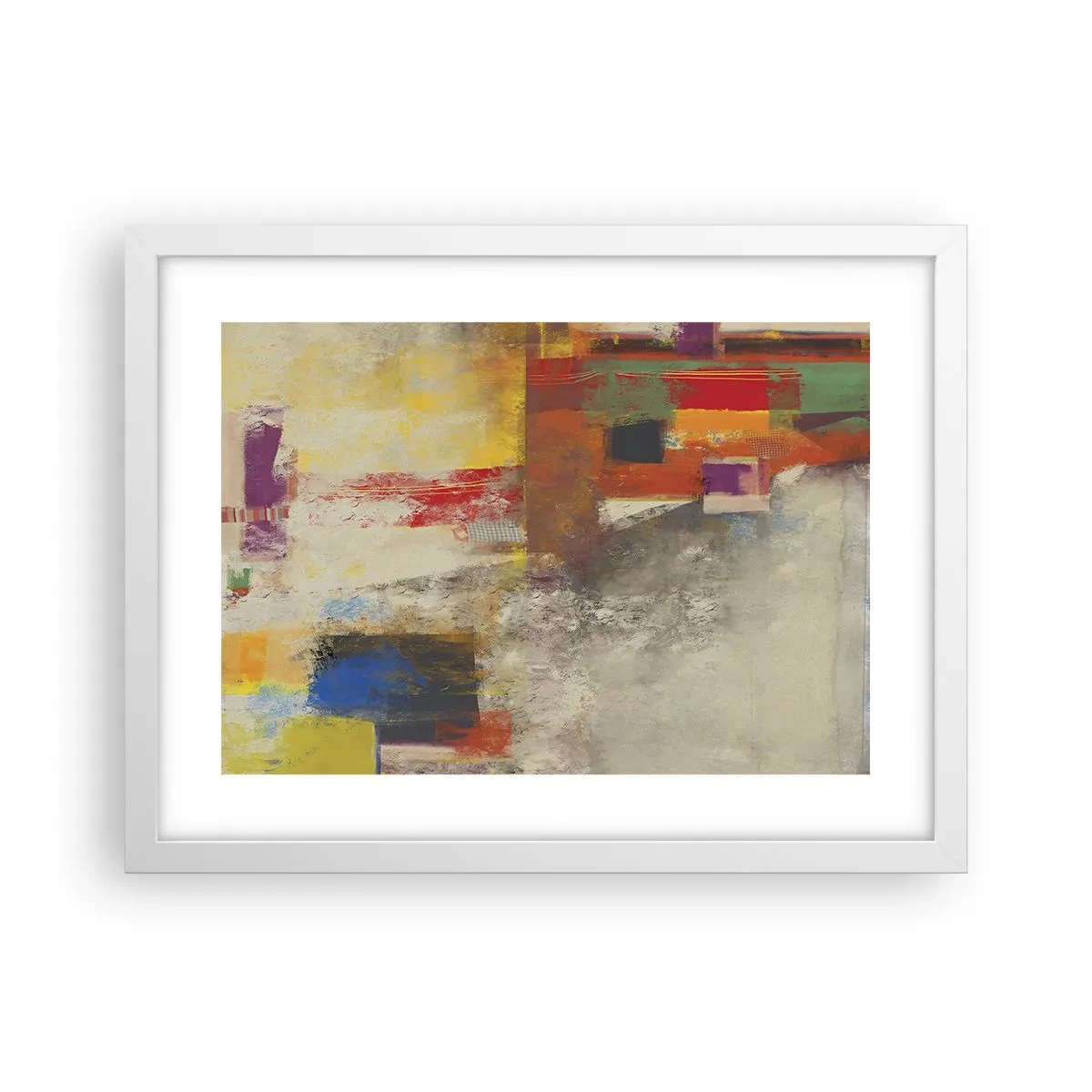 Poster în ramă albă - Geometria culorilor - 40x30 cm