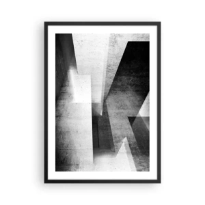 Poster în ramă neagră - Abstracție geometrică în alb și negru - 50x70cm - Structura spațiului - Decorațiune modernă pentru perete pentru living și dormitor ARTTOR