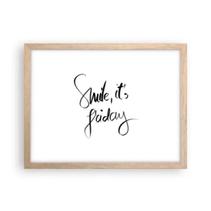 Poster în ramă de stejar deschis - Bucurie adevărată - 40x30 cm