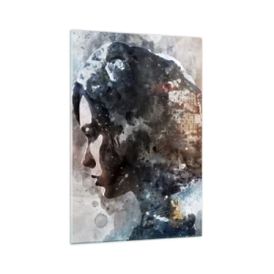 Tablou pe sticlă - Povestea unei fete cu un oraș în fundal - 70x100 cm