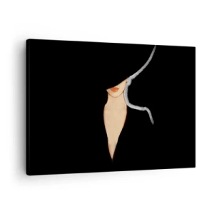 Tablou pe pânză Canvas - Silueta unei femei cu pălărie pe fundal negru - 70x50cm - Eleganță și stil - Decorațiune modernă pentru perete pentru living și dormitor ARTTOR