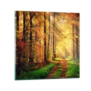 Tablou pe sticlă - Tăcere de aur de pădure - 30x30 cm