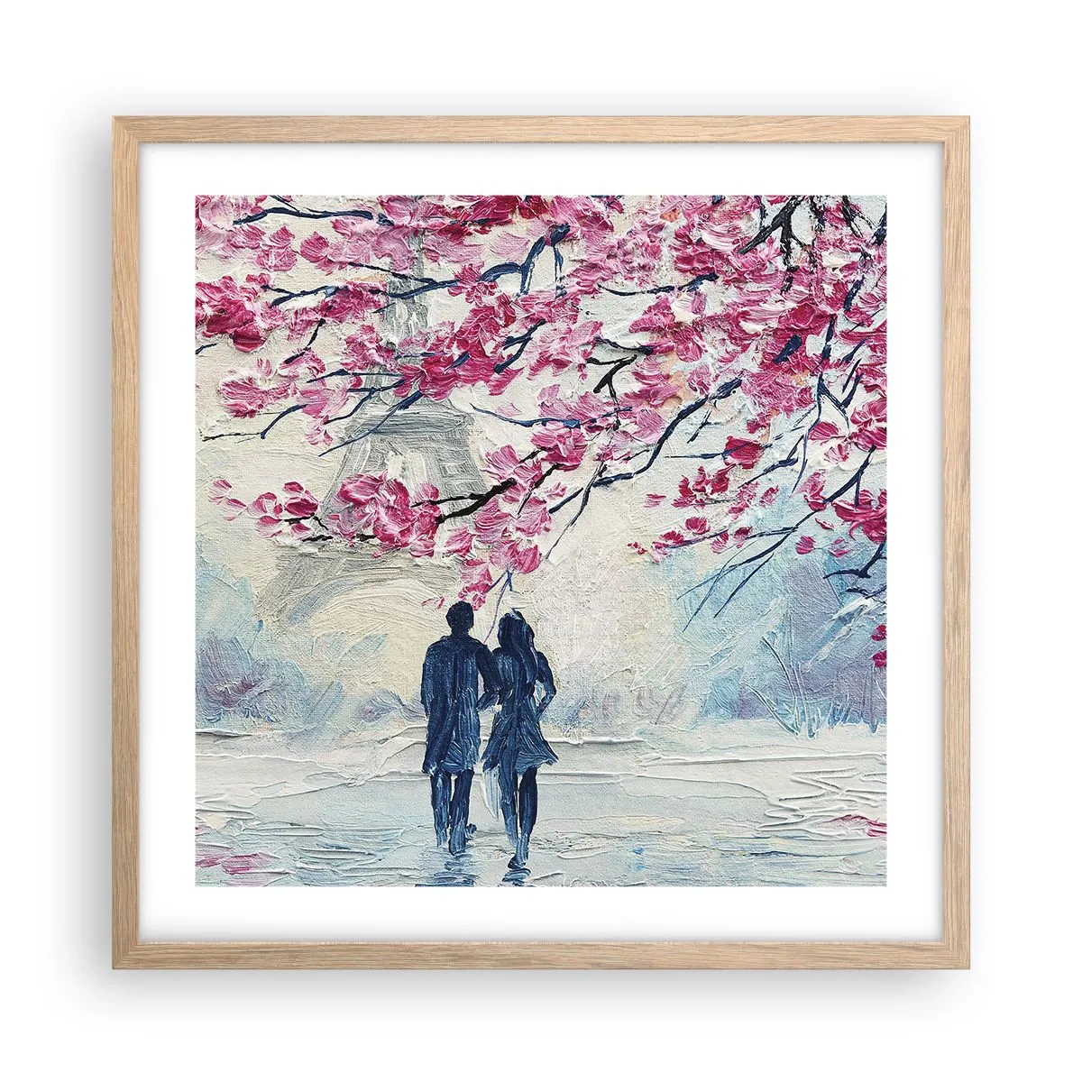 Poster în ramă de stejar deschis - Plimbare romantică - 50x50 cm