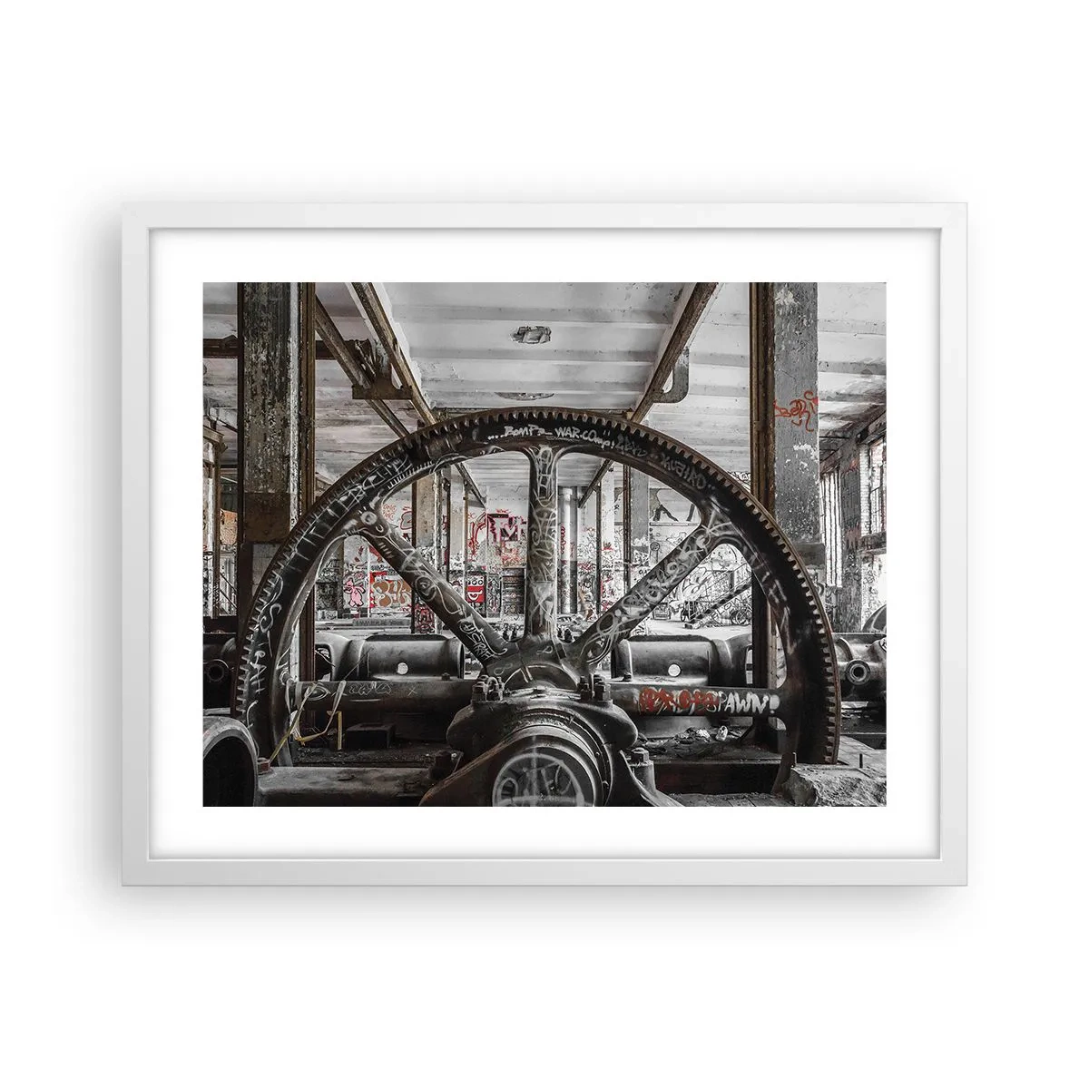 Poster în ramă albă - Viața secretă a unei fabrici - 50x40 cm
