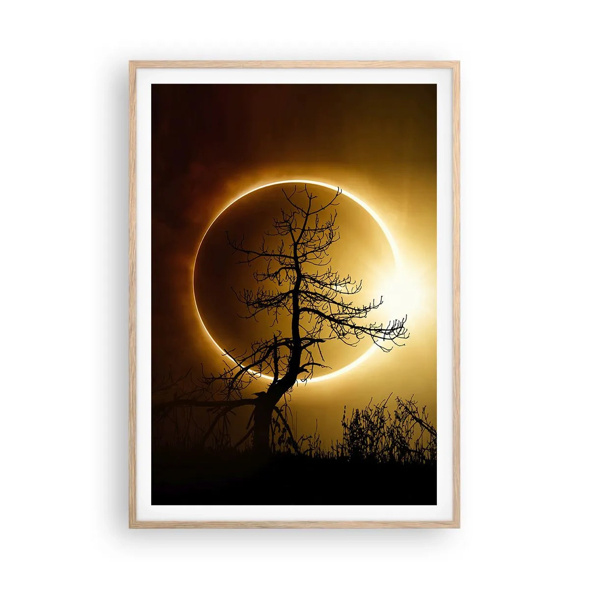 Poster în ramă de stejar deschis - Eclipsă totală - 70x100 cm