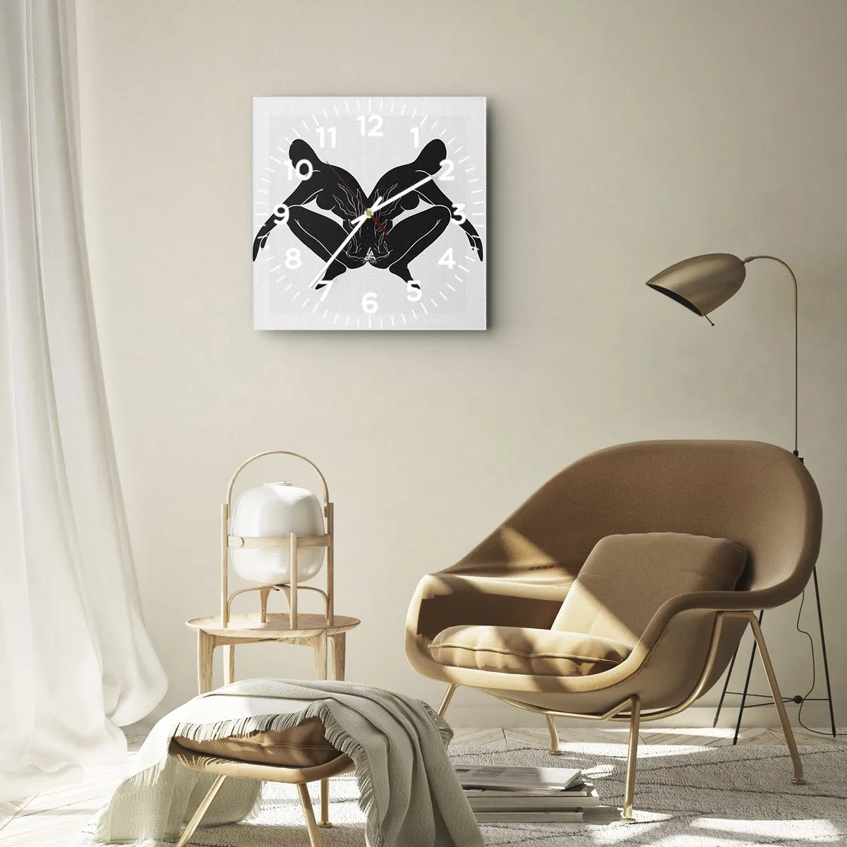 Ceas de perete - Ceas pe sticlă - Suflet comun - 40x40 cm