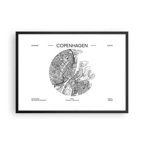 Poster în ramă neagră - Anatomia Copenhagăi - 70x50 cm