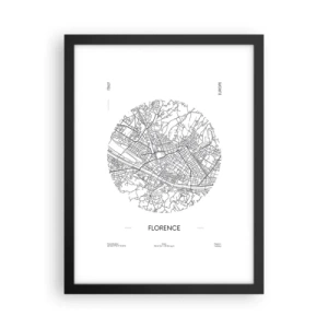 Poster în ramă neagră - Anatomia Florenței - 30x40 cm