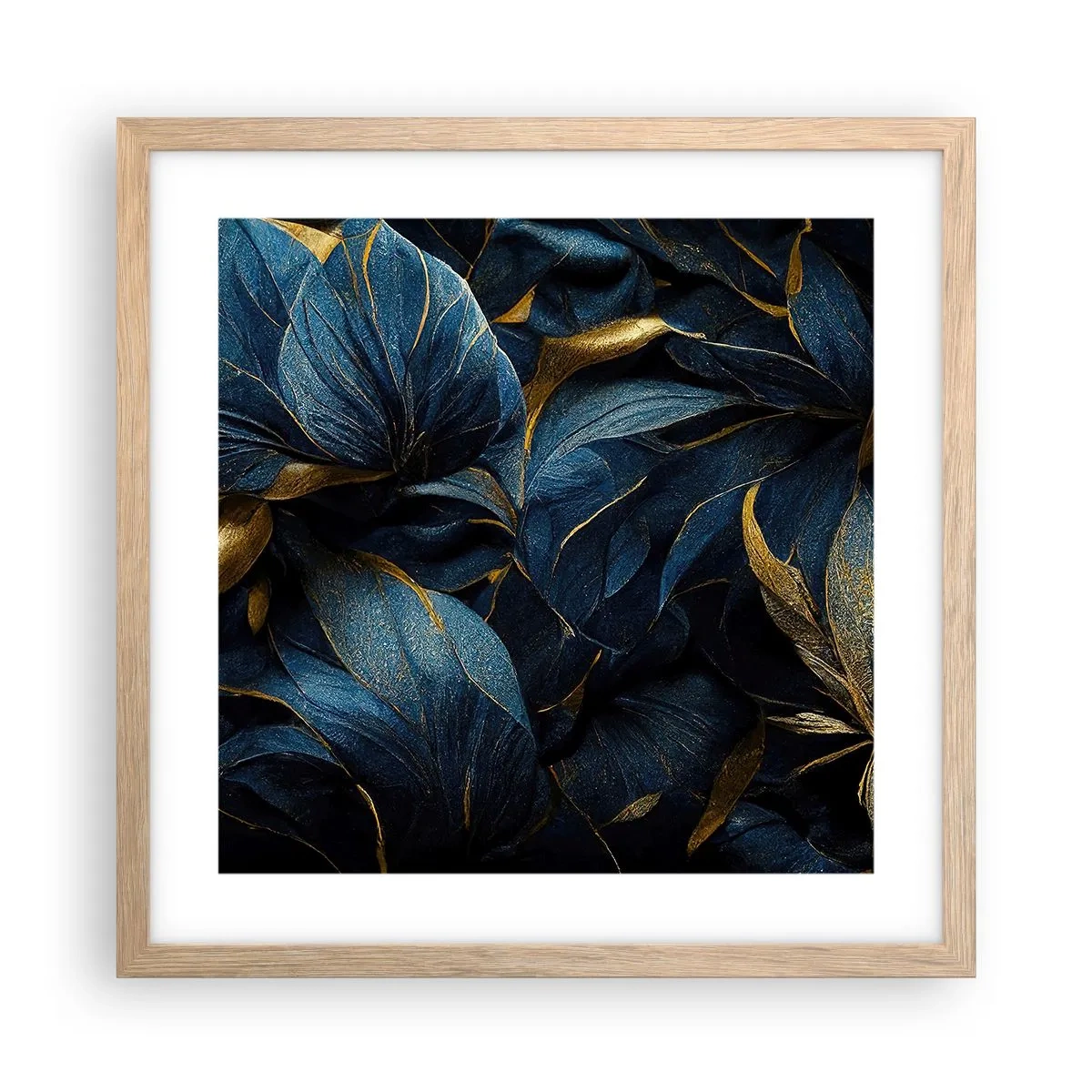 Poster în ramă de stejar deschis - Căptușită cu aur - 40x40 cm