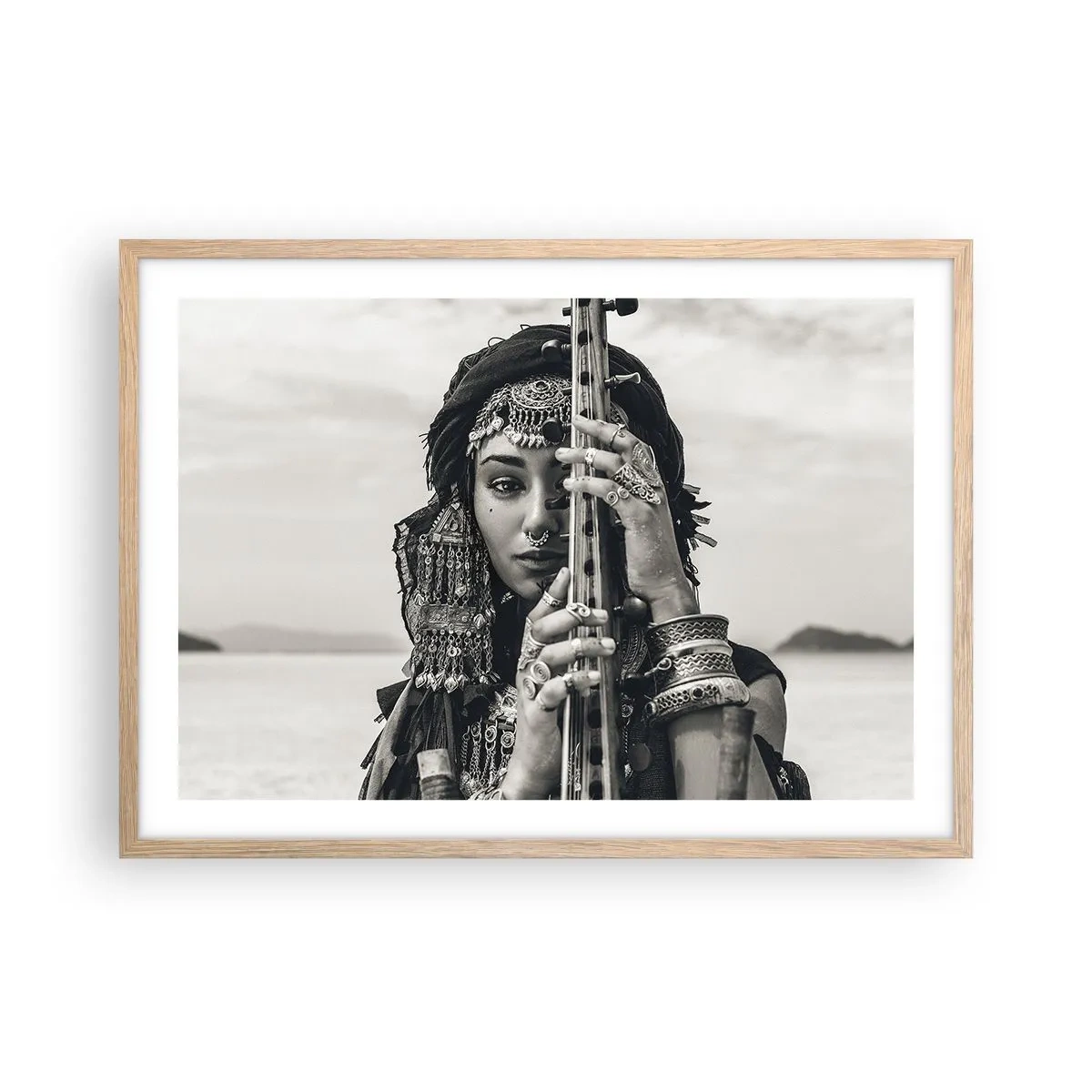 Poster în ramă de stejar deschis - Muzica orientală în sine - 70x50 cm