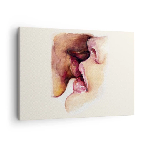 Tablou pe pânză Canvas - O pictură în acuarelă a unui prim-plan al unei fețe - 70x50cm - Ca ziua și noaptea, ca cerul și pământul - Decorațiune modernă pentru perete pentru living și dormitor ARTTOR