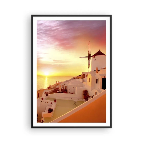 Poster în ramă neagră - Dizolvându-se în alb și auriu - 70x100 cm