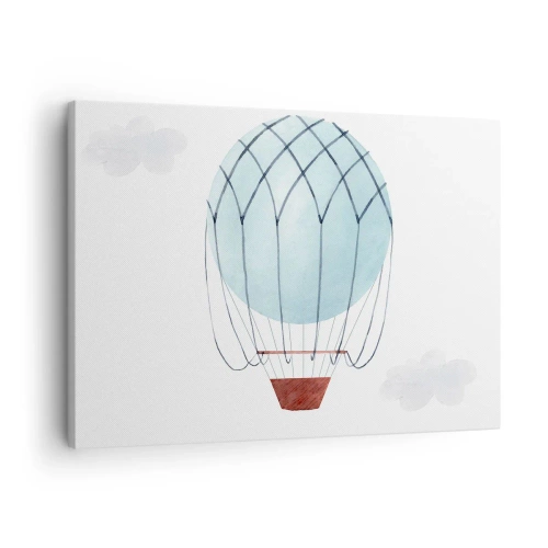 Tablou pe pânză Canvas - Un balon pictat manual pe un fundal de nori delicați. - 70x50cm - Complet în nori - Decorațiune modernă pentru perete pentru living și dormitor ARTTOR