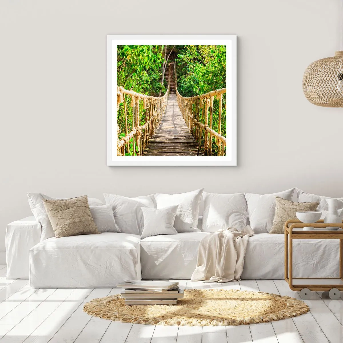 Poster în ramă albă - Suspendat în verde - 30x30 cm