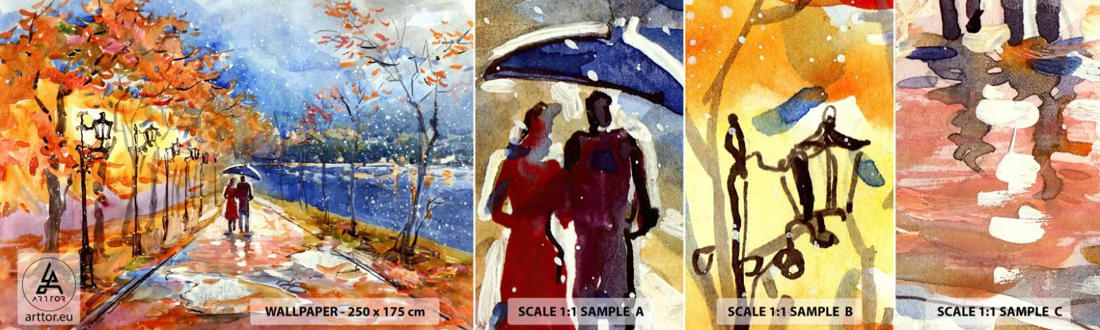 Mostră de Tapet Standard Eco - Împreună până la limita de timp - Peisaj, Park Avenue, Copaci - 100x30 cm