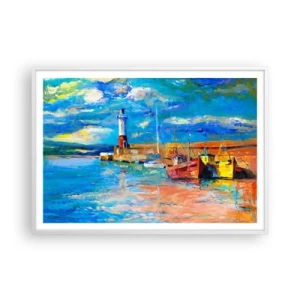 Poster în ramă albă - După-amiază în golful de curcubeu - 100x70 cm