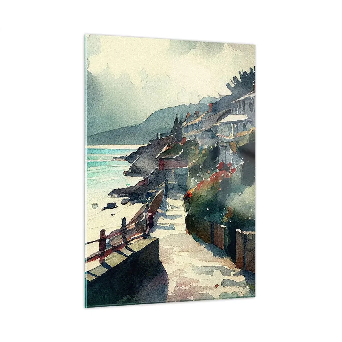 Tablou pe sticlă - Orășel mediteraneean - 50x70 cm
