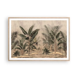 Poster în ramă de stejar deschis - Gravură în stil colonial - 100x70 cm