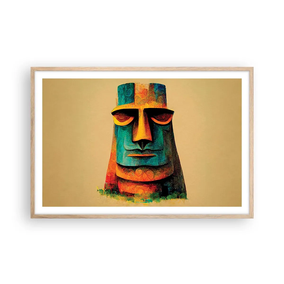 Poster în ramă de stejar deschis - Statuie, dar simpatică - 91x61 cm