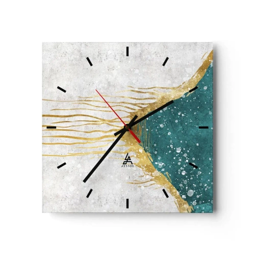 Ceas de perete - Ceas pe sticlă - Mareea de aur - 40x40 cm