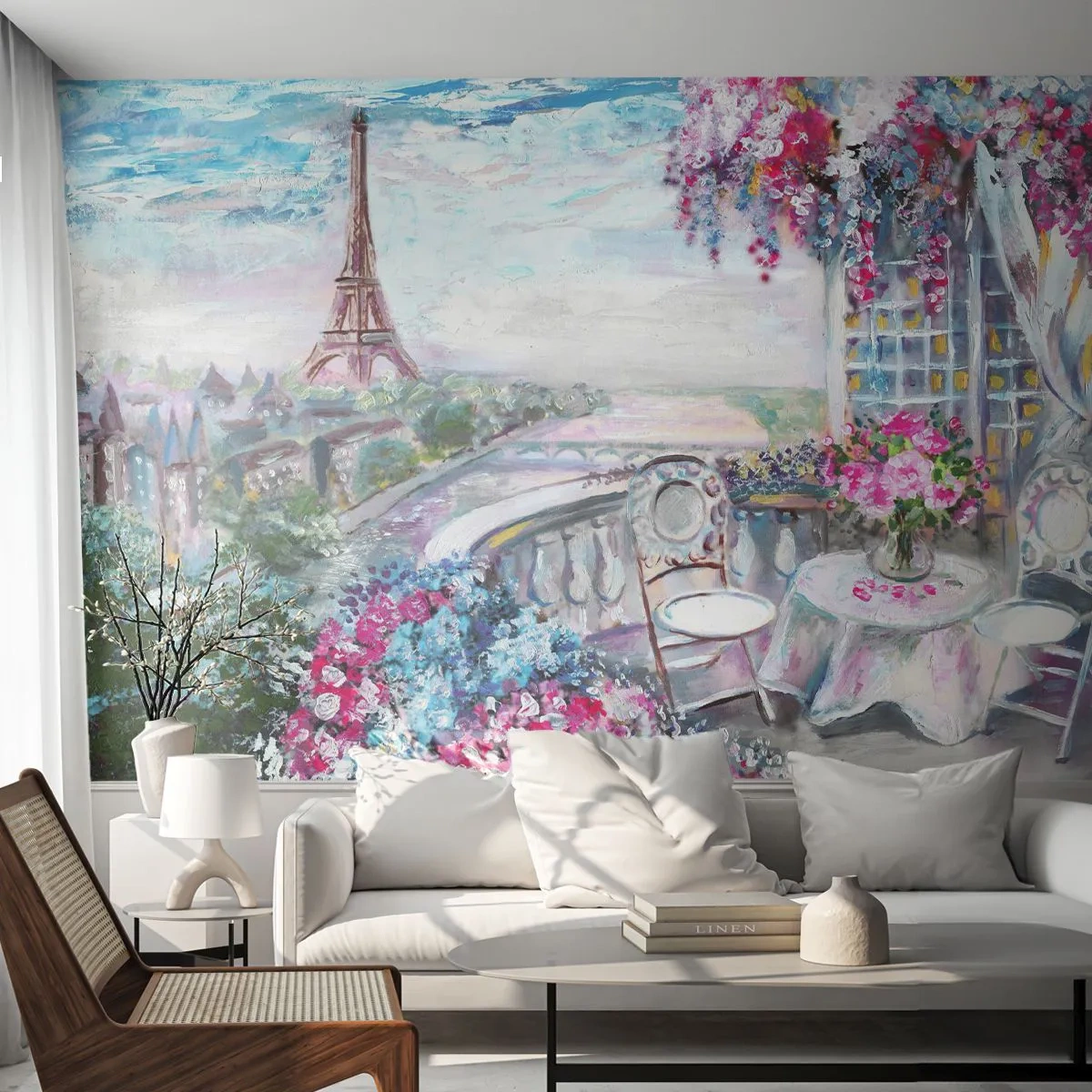 Tapet Autoadeziv Deluxe Sticker - Este cel mai frumos aici în luna mai - Oraș, turnul Eiffel, Paris - 250x175 cm
