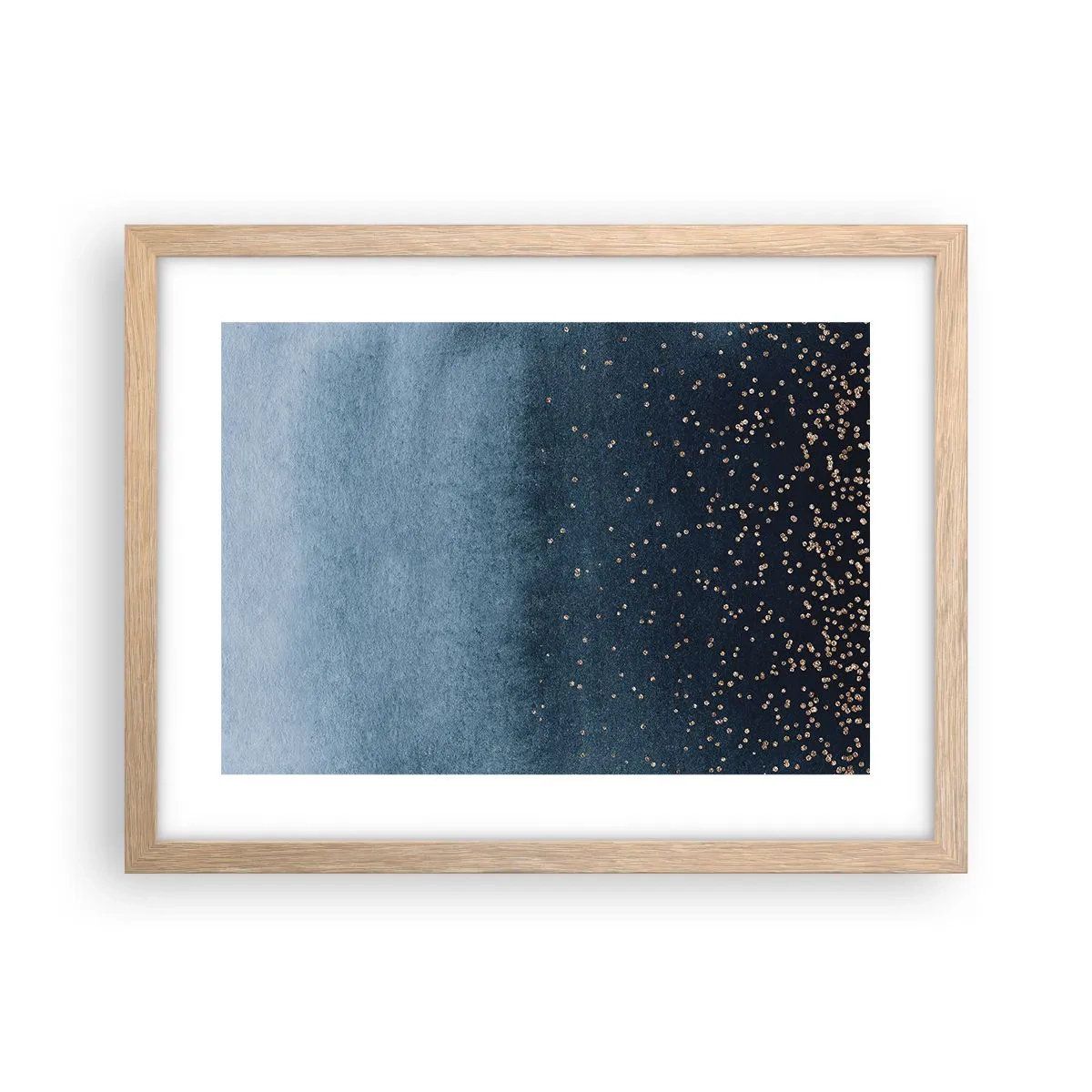 Poster în ramă de stejar deschis - Compoziție - faze albastre - 40x30 cm